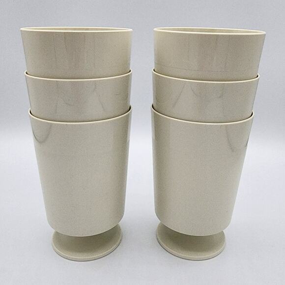 Retro Mid-Century Blue Green Daisy Flower Footed Plastic Cups by David Douglas - Picture 3 of 10